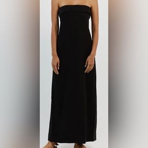 KAI BLACK STRAPLESS MIDI DRESS